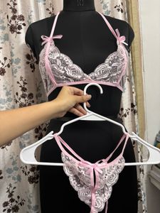 Pink Lace Lingerie Set