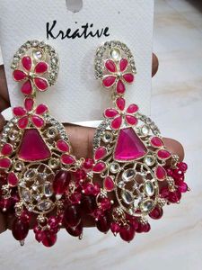 Stunning Pink &amp; Red Dangle Earrings
