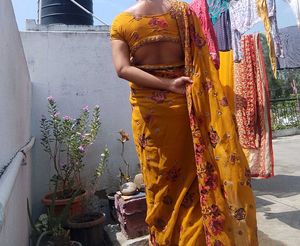 Vibrant Yellow Floral Saree with blouse