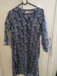Blue Leaf Print Kurta