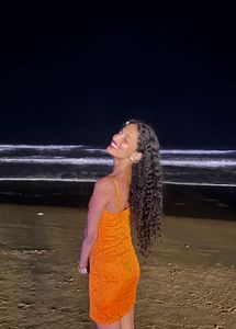 Vibrant Orange Lace Mini Dress