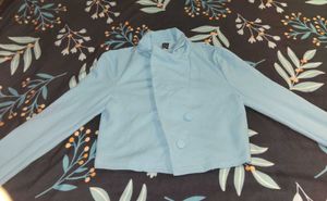 Chic Light Blue Cropped Jacket