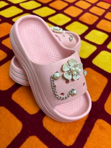 Pink Pearl Embellished Slides