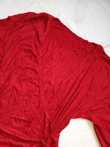 Chic Red Draped Wrap Top
