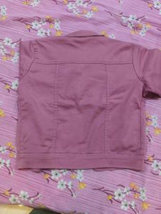 Trendy Dusty Pink Denim-Style Cotton Jacket