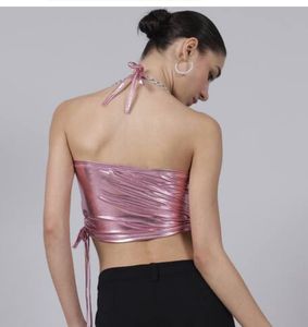 Pink Metallic Halter Top