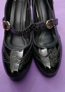 Black Patent Wingtip Mary Janes