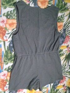 Stylish Grey Romper with Button Detail