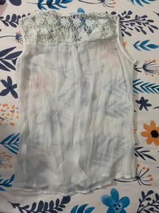 Pink Sleeveless Tank Top with white overtop