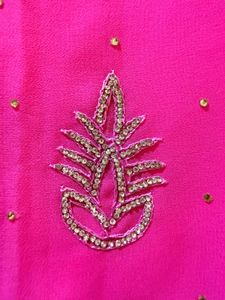 Vibrant Pink Heavy Diamond Work Saree