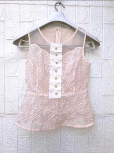 New with tag Chic Pink Lace Peplum Top