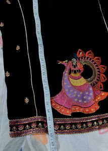 Black Kurta with Peacock Embroidery