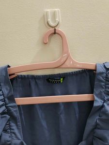 Blue Puff Sleeve Peplum Top