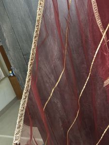 Maroon Net Dupatta with Golden Border