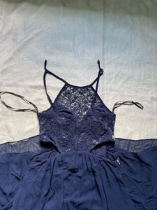 Elegant Navy Blue Embellished Gown