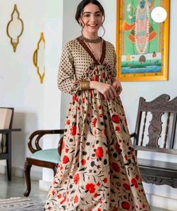 Rustorange A-line Dress(Beige)