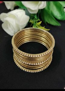 Exquisite Gold &amp; Crystal Bangle Set