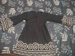 Black Kurta with Elegant White Print