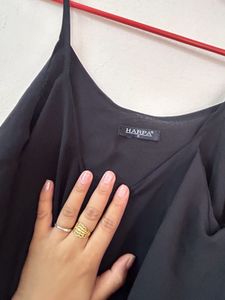 Black Camisole Top with Lace Trim