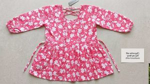 Floral Pink anaarkali short kurti