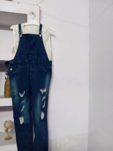 Distressed Denim Dungarees