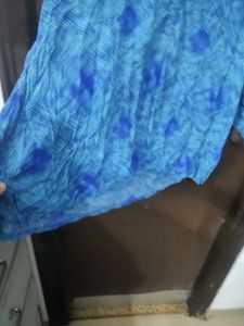 Boho Blue Tie-Dye Print Blouse