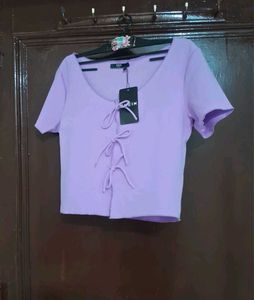 Lavender Tie-Front Crop Top
