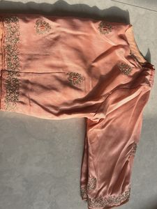 Maroon Silk Saree with peach blouse