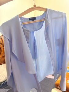 Stylish Light Blue Button-Up Top