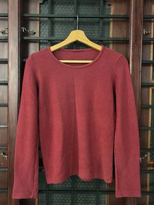 Maroon Sweater Knit Top Long Sleeve