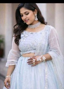 Elegant Sky Blue Lehenga Set