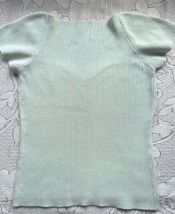 Cute Ribbed Square Neck Top