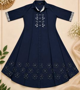 Elegant Navy Blue Worked Kurti
