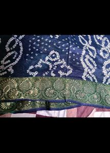 Elegant Blue &amp; Green Bandhani Saree