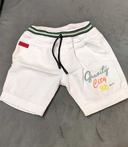 Kids White Casual Denim Shorts