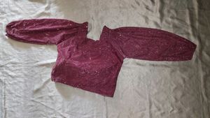 Sparkly Off-Shoulder Ruched Top