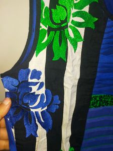 Blue Floral Sleeveless Top