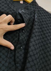 Black Textured Kurta