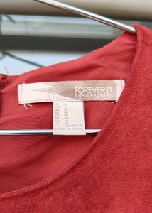 Chic Red Suede-Look Dress