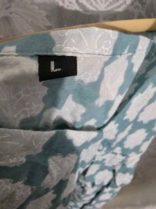 Teal &amp; White Block Print Kurta Set