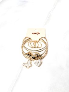 Charming Gold-Tone Bangle Set with Charms