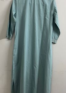 Elegant Teal Kurta with Silver Embellishments