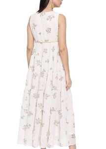 Chumbak Floral Tiered White Indowestern Dress