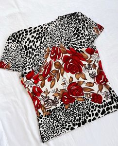 Floral &amp; Leopard Print Top