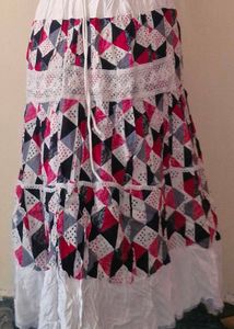 Bohemian Tiered Skirt with Geometric Print