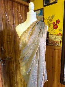 Elegant Grey Embellished Saree