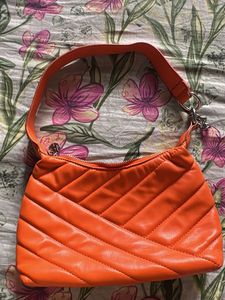 Chic Padded Orange Shoulder Bag