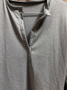 Gray Long Sleeve Henley Top