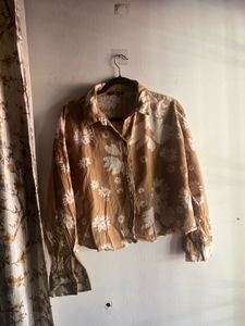 Brown Floral Button-Up Shirt