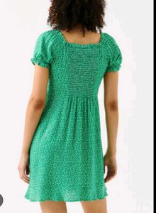 Green Ditsy Floral Puff Sleeve Dress